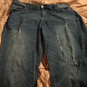 Plus size ladies distressed denim jeans